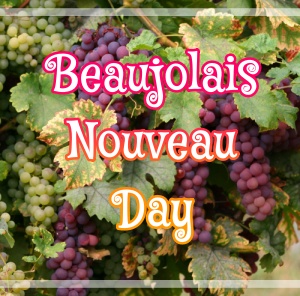 Druiventrossen met de tekst Beaujolais Nouveau Day