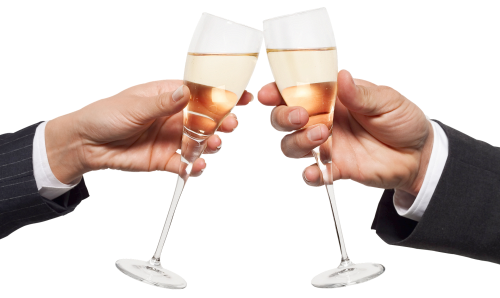 proostende champagneglazen